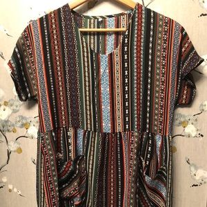 Multicolour Tent Summer Dress